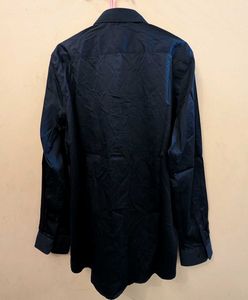 Partywear Navy Blue Button-Down Shirt