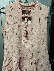 Peach Sleeveless Top with Unique Design