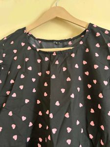 Heart Print Three-Quarter Sleeve Top