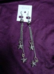 Silver Star Dangle Earrings