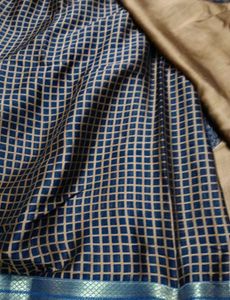 Elegant Brown Saree with Blue Border
