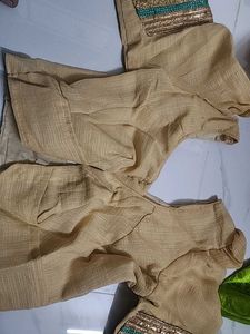 Embroidered Beige &amp; Teal Indian Dress