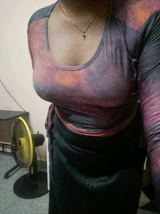 Tie-Dye Ruched Long Sleeve Top