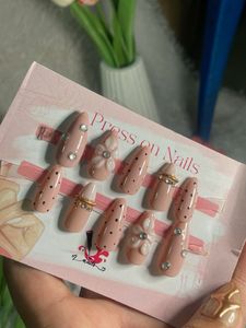 Press On Nails - Pink Polka Dot &amp; Flower