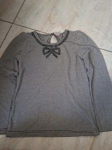 Striped Long Sleeve Top with Bow Detail