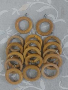 Wooden Curtain Rings with Hooks ( Pack of 18 )