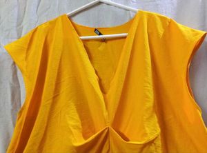 Sunshine Yellow Draped V-Neck Top