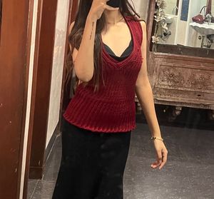 Chic Knitted Red Vest Top