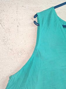 Oversized V-Neck Button-Up Top Teal Sleeveless