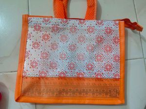 Orange Patterned Tote Bag