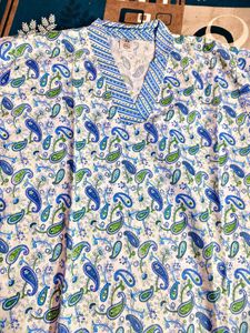 Blue Paisley Print Kurta Set