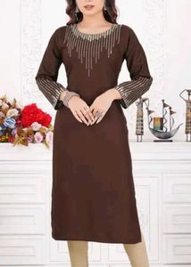 Brown Embellished Kurta