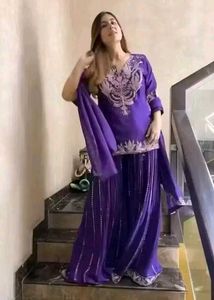 Purple Embroidered Salwar Suit
