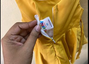 Yellow Gown With Jeans Jacket
