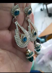 Elegant Drop Earrings with Blue Stones
