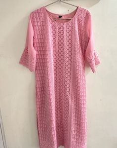 Pink Chikankari Kurta