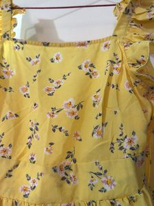 Cute Yellow Floral Mini Dress