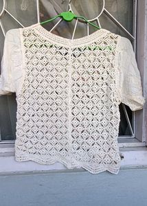 Crochet Floral Button-Up Blouse