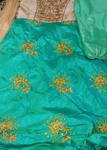 Embroidered organza frock with leggi wit