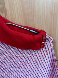 RED WOOLEN PONCHO WITH BUTTON NO FLAWS FRESH PEICE