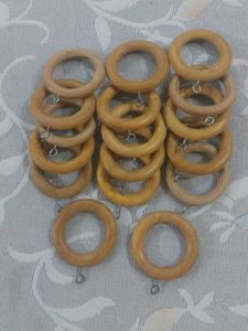 Wooden Curtain Rings with Hooks ( Pack of 18 )
