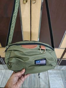 Khaki Crossbody Bag with Tan Accent
