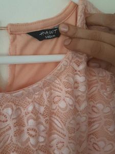 Elegant Pink Lace Pleated Dress