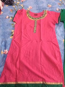 Beautiful Pink  and  green pureCotton Kurta combo