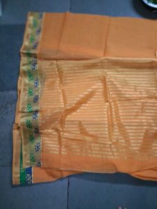 Elegant Peach Striped Saree