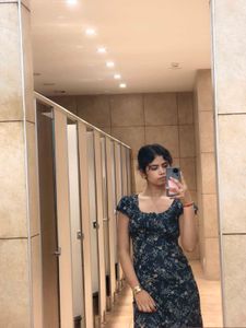 Floral Print Square Neck bodycon long Dress
