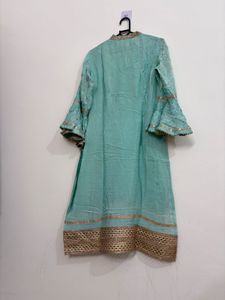 Embroidered Teal Palazzo Pants