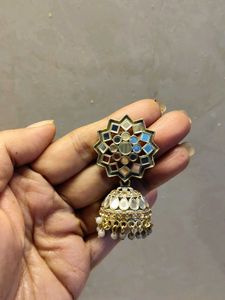 Mirror Work Jhumka Earrings