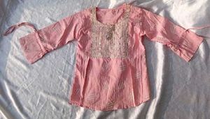 Light Pink Kurta with Embroidery