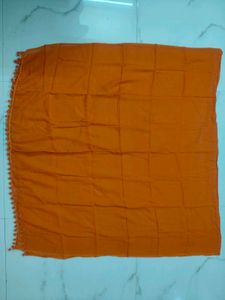 cotton Orange Dupatta with Tassel Border