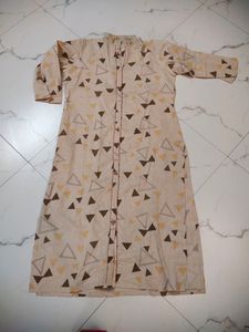 Geometric Print Beige Tunic Dress