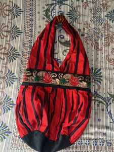 Boho Red Striped Hobo Bag