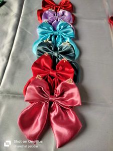 Satin Bow Hair Clips - Set of 6