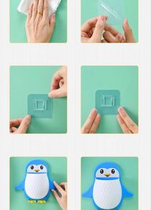 1pcs Penguin Toothbrush Holder With Wall Mounting