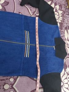 Blue Black Woolen Sweater Cum Jacket