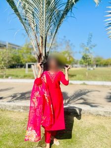 Vibrant Pink Ethnic Kurta Set with Dupatta