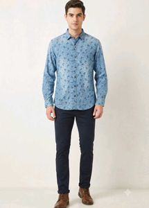 Men's Blue Floral Print Shirt