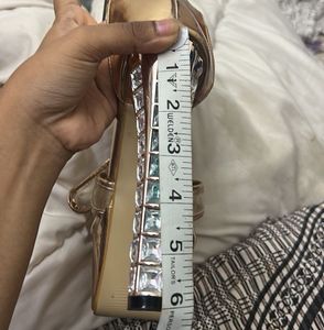 6 inches Metallic  Heels with Rhinestone A