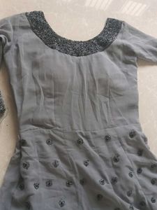 Elegant Grey Embellished Gown