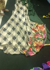 Elegant Floral & Checkered Dress