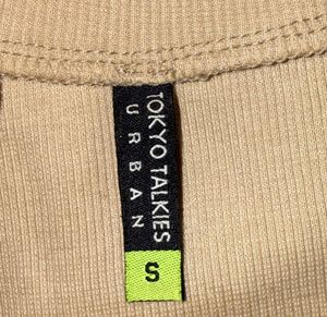 y2k Nude Sleeveless Mock Neck Ribbed Top | Size S