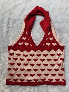 Heart Pattern Halter Neck Top