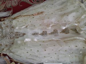 Long Frock Full Golden &amp; With Stone Work.size Xl