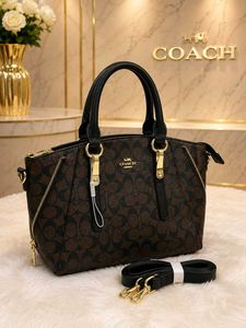 COACH SIGNATURE CANVAS SATCHEL SHOULDER BAG*