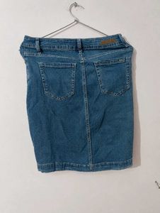 Pearl Embellished Denim Skirt
