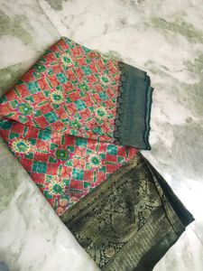 Vibrant Saree with Traditional Border